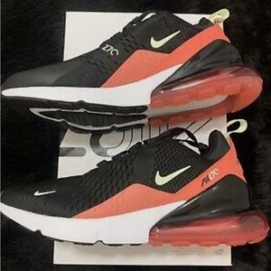 pink and black Nike air max 270 sneakers